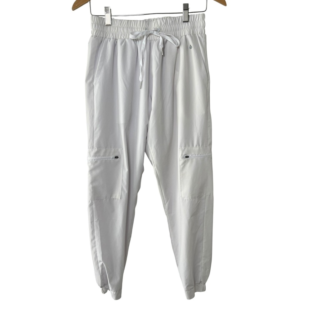 Cali Sport Womens‎ White Cargo Jogger Pants Gym Workout Athleisure LINED